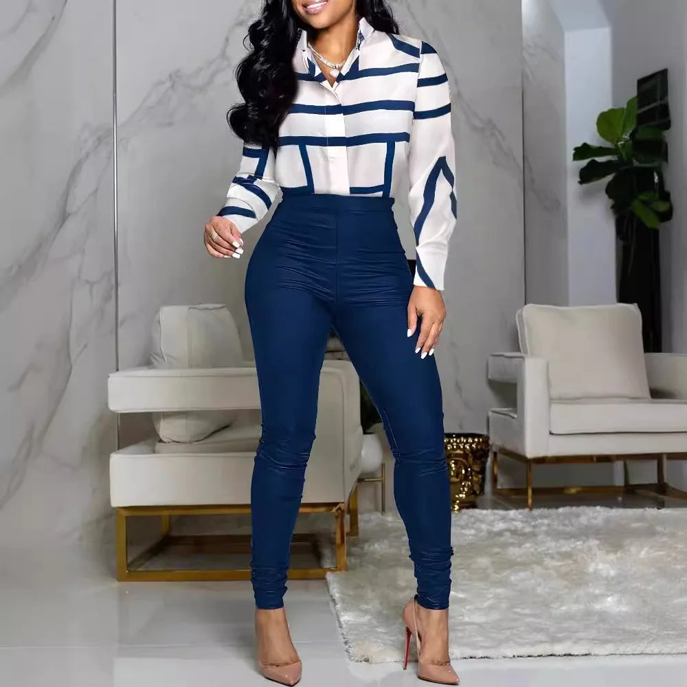 Sexy fashion digital print women's suit, two-piece set SMR11150_3