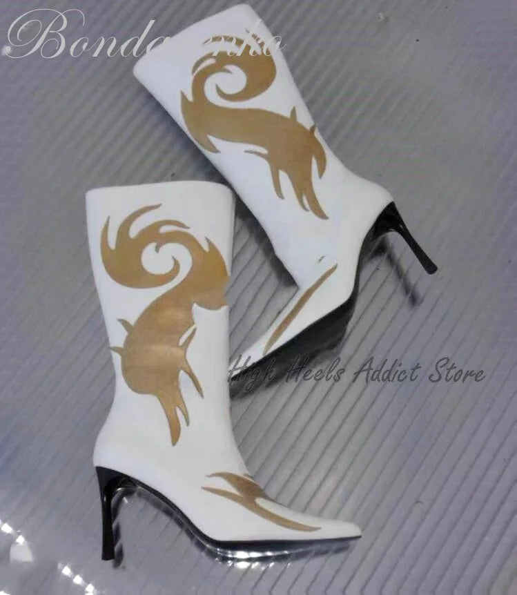 Mid-Calf Pointed Toe Stiletto Suede Boots With Side Zipper For Women