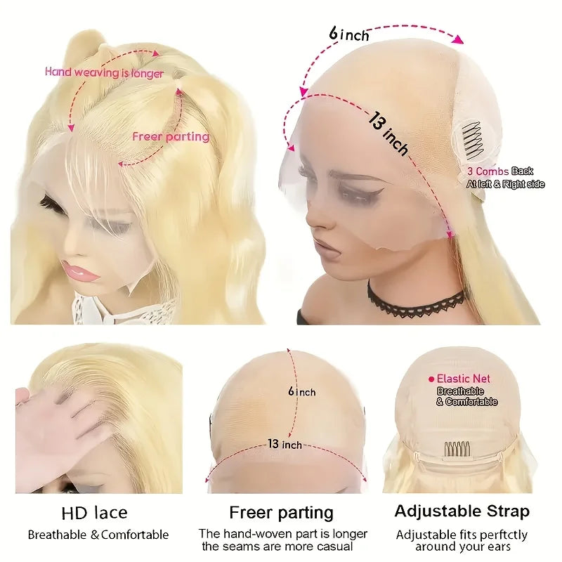 Honey Blonde Curly Human Hair Lace Front Wig for Women