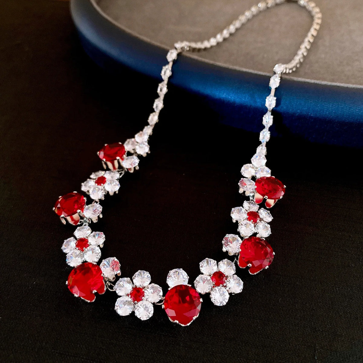 Floral Cubic Zirconia Necklace Set