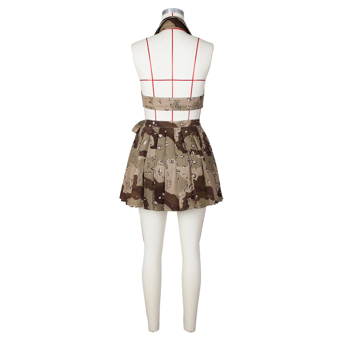 Relaxed Fit Camouflage Knit Mini Skirt Set for Women