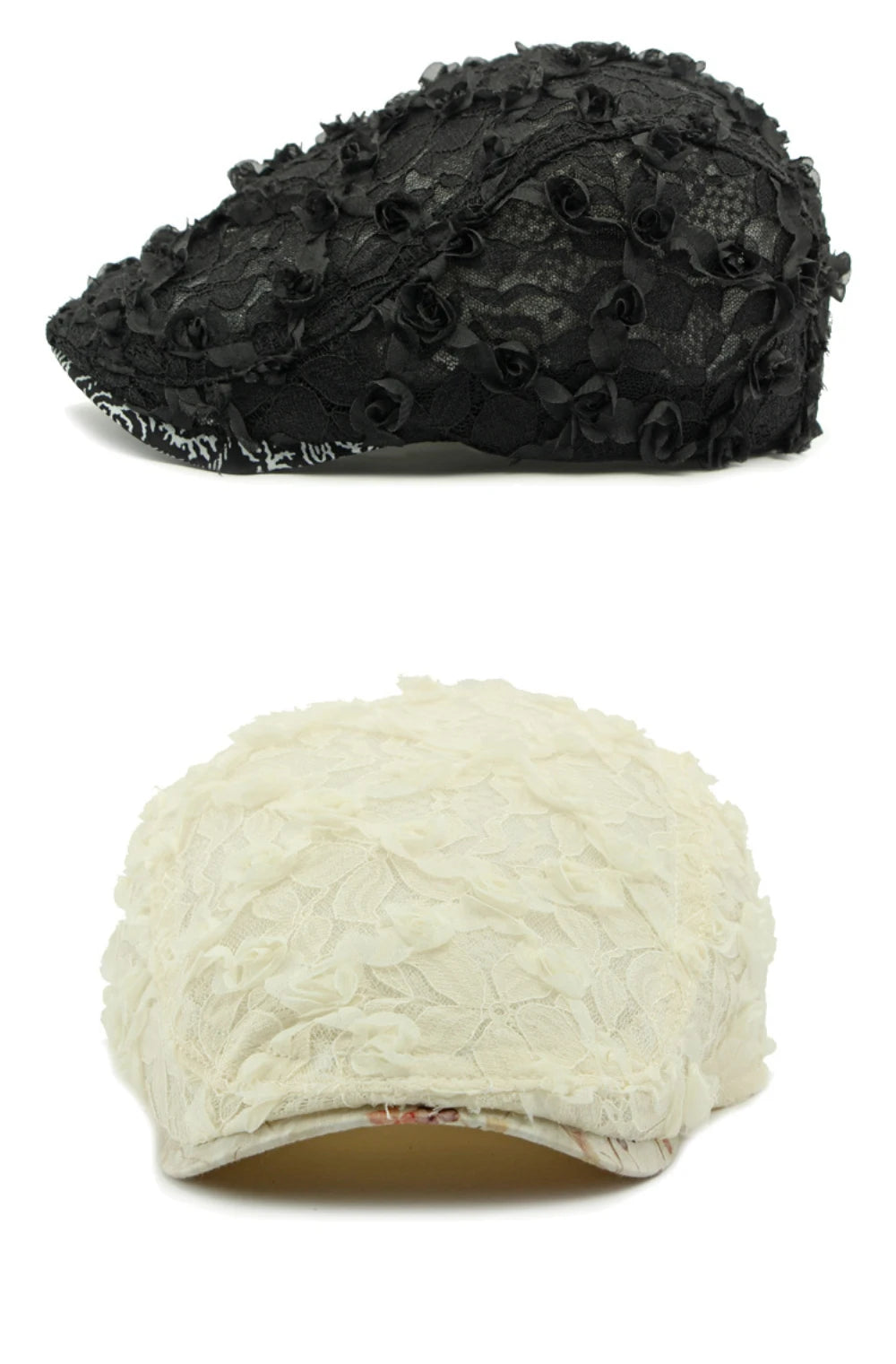 Spring Summer Floral Lace Mesh Beret Hat for Women