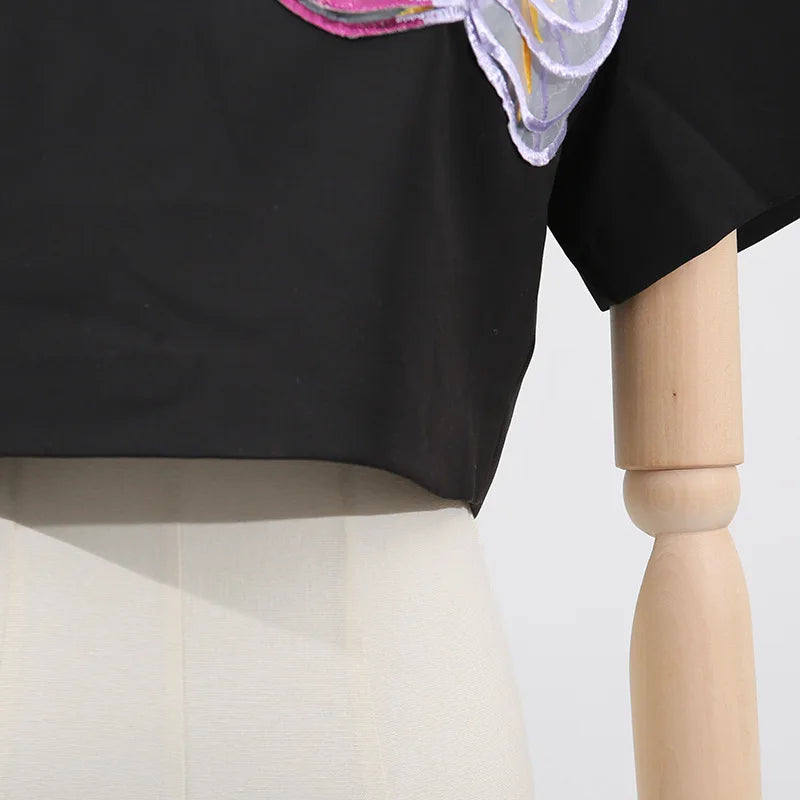 Elegant Floral Backless Cropped Top Two Piece Set for Women