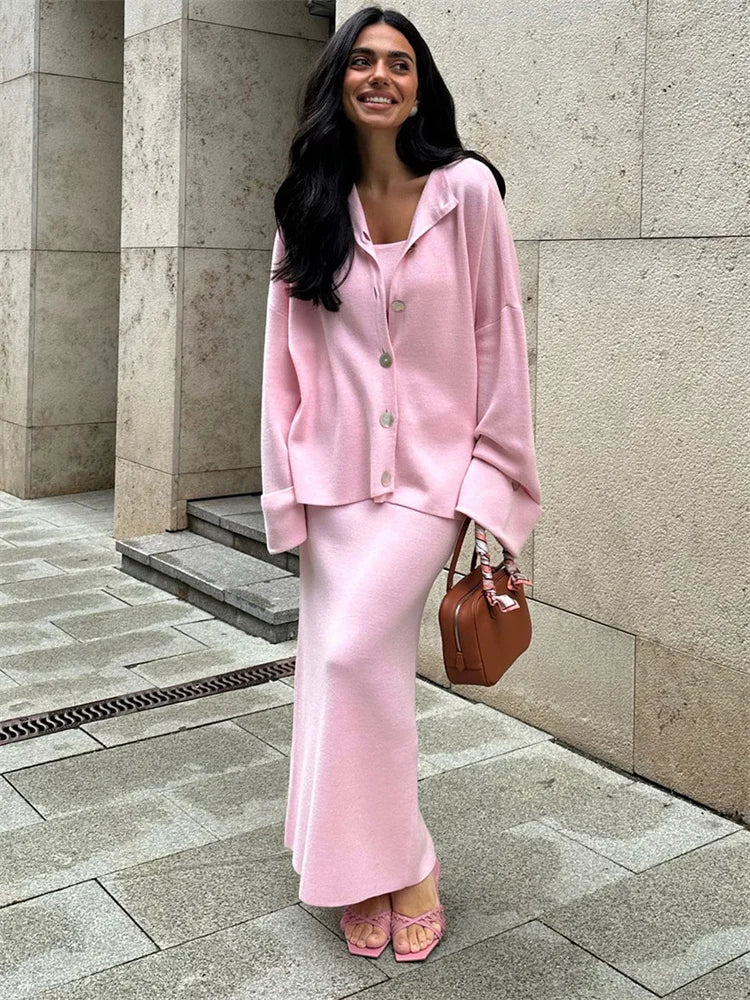 Three-Piece Knit Set Ensemble