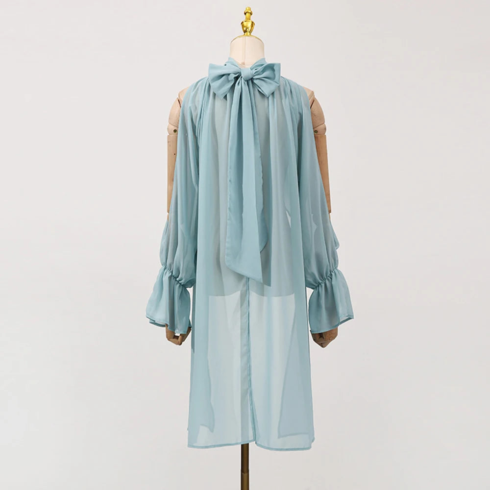 Loose Fit Asymmetrical Hem Chiffon Blouse for Women