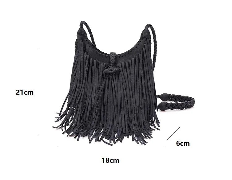 Double-Sided Tassel Design Crossbody Bag for Women