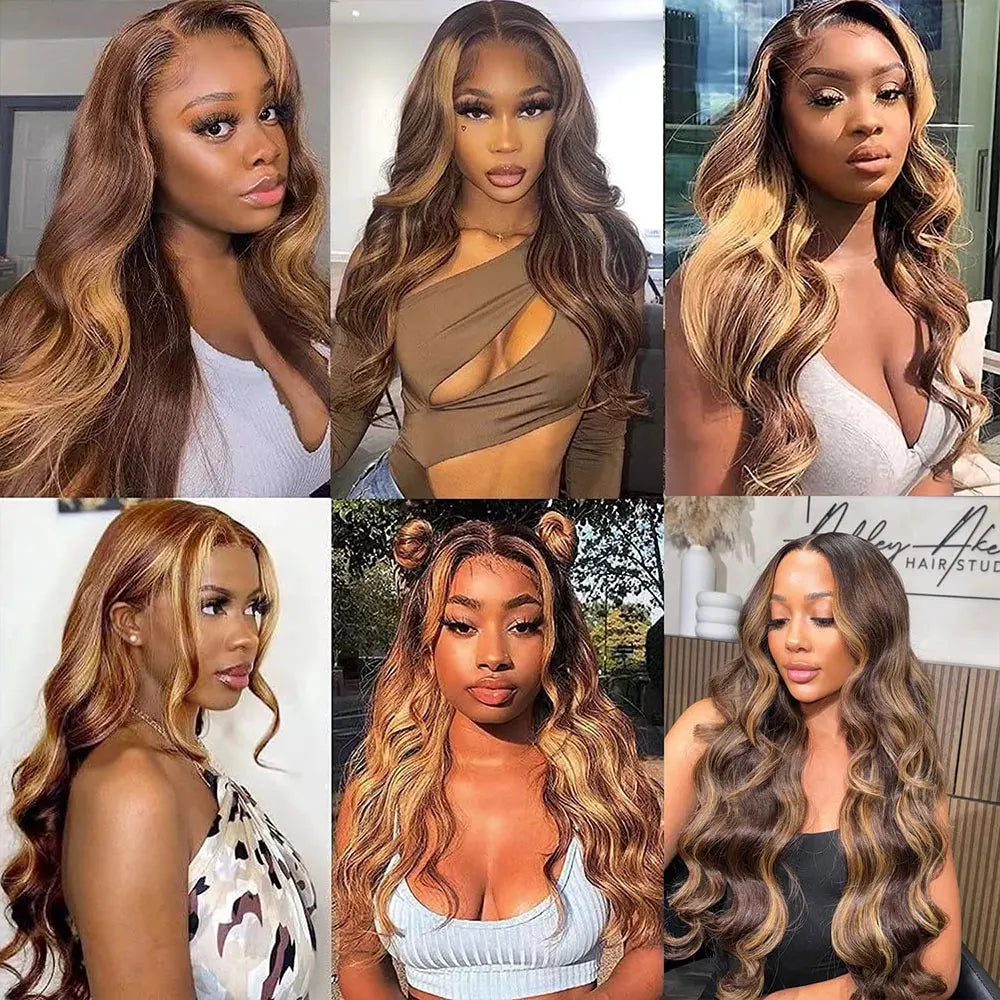 Honey Blonde Ombre Body Wave Lace Front Wig for Women