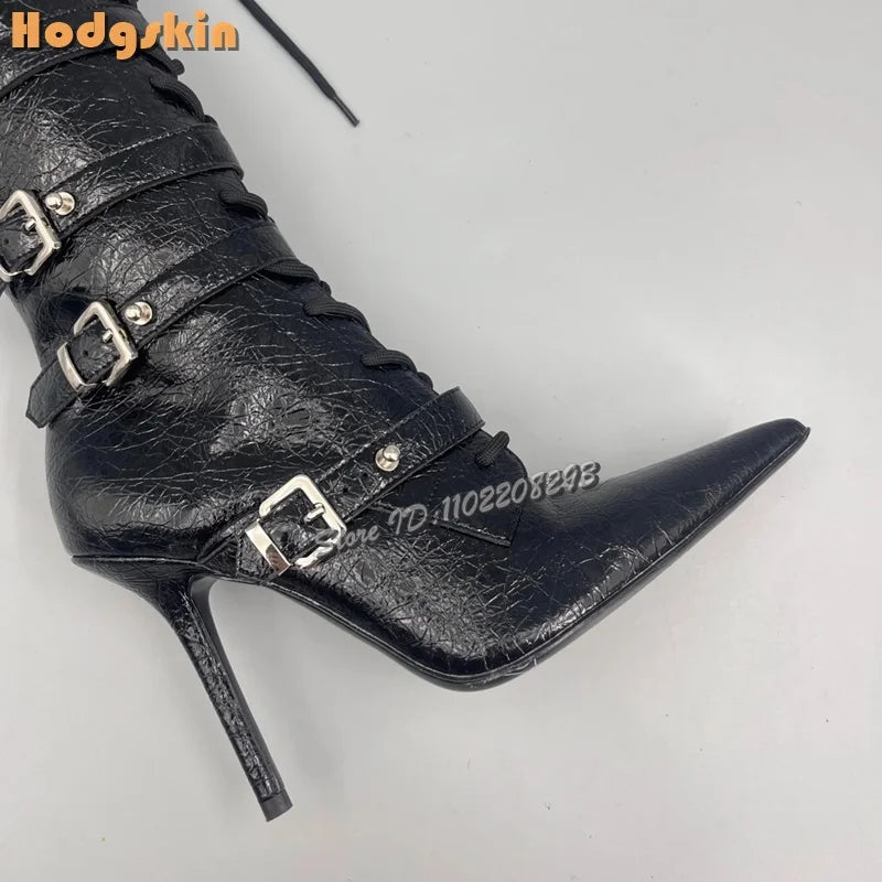 Faux Hair Over-the-Knee Pointed Toe Boots for Women