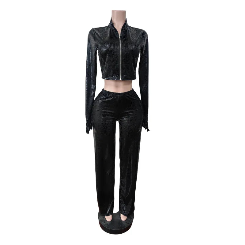 Classic Soft Stretch Zip Front Hooded Two Piece Set for Women