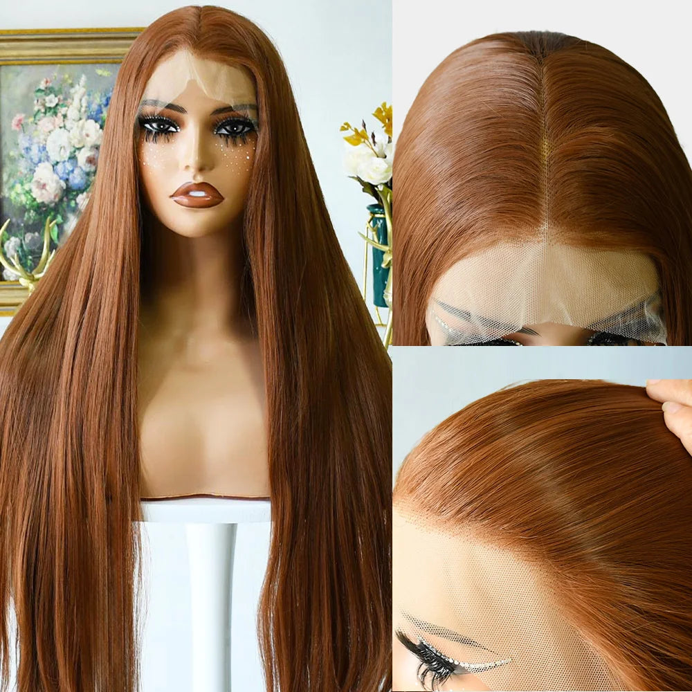 Grey Straight Lace Front Wig With Preplucked Hair for Women