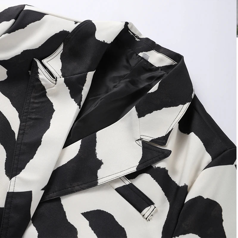 Oversized Zebra Print Long Sleeve Blazer for Women