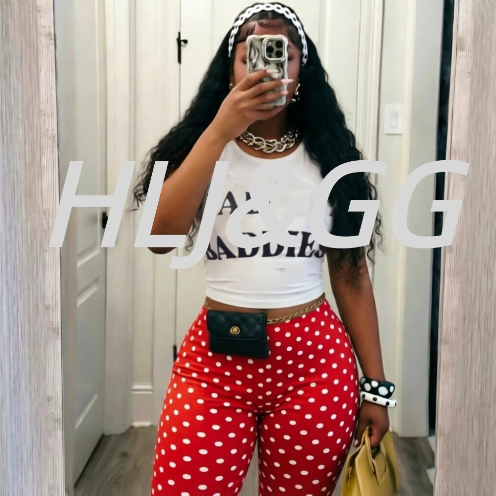 Chic Polka Dot Letter Print Two Piece Set for Women