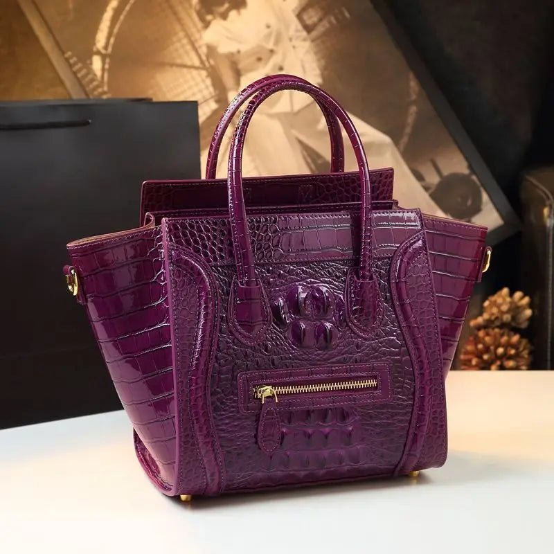 Crocodile Embossed Leather Crossbody Bag for Women