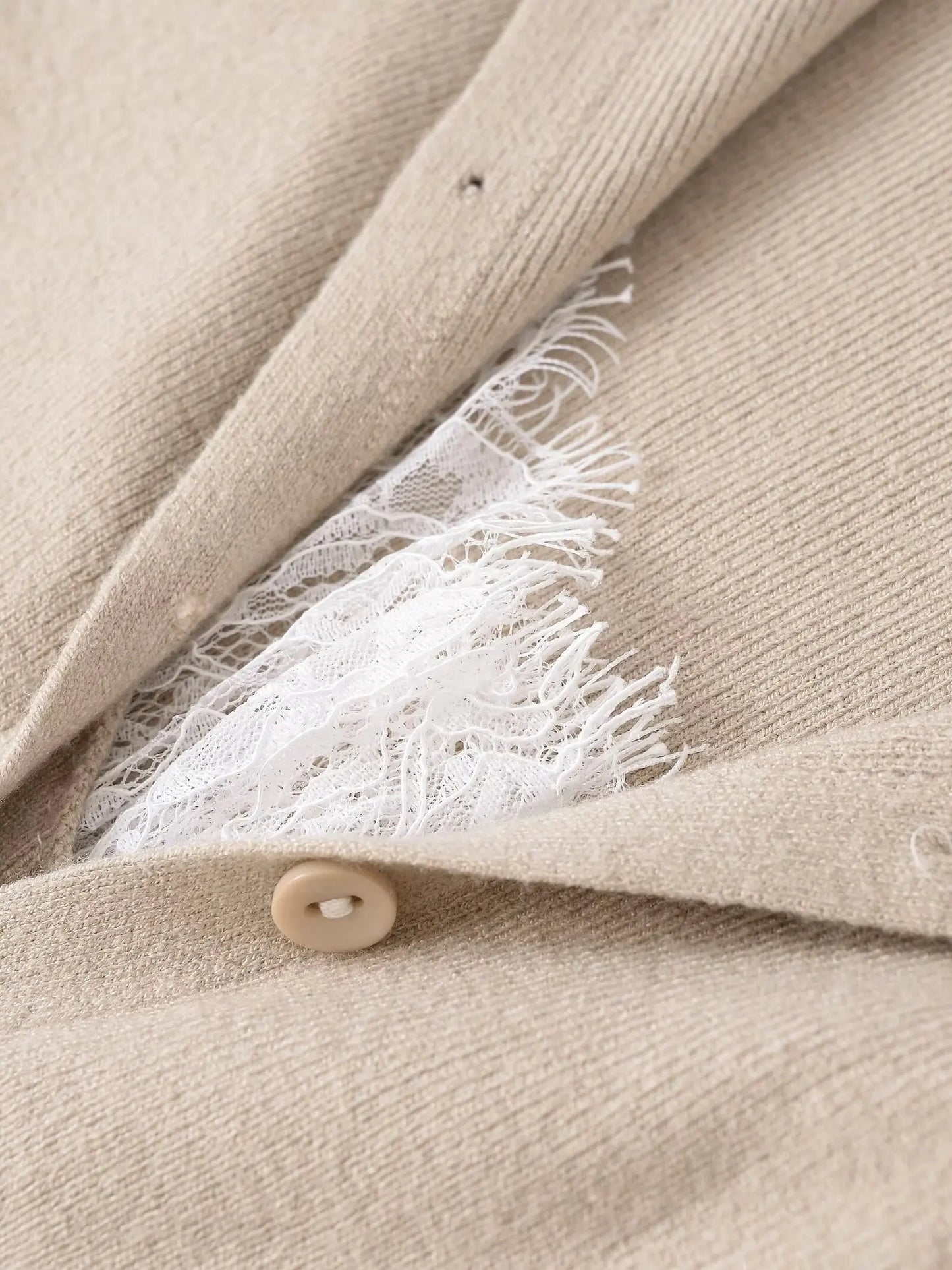 Slim Lace Knit Cardigan With V Neck Lightweight for Women