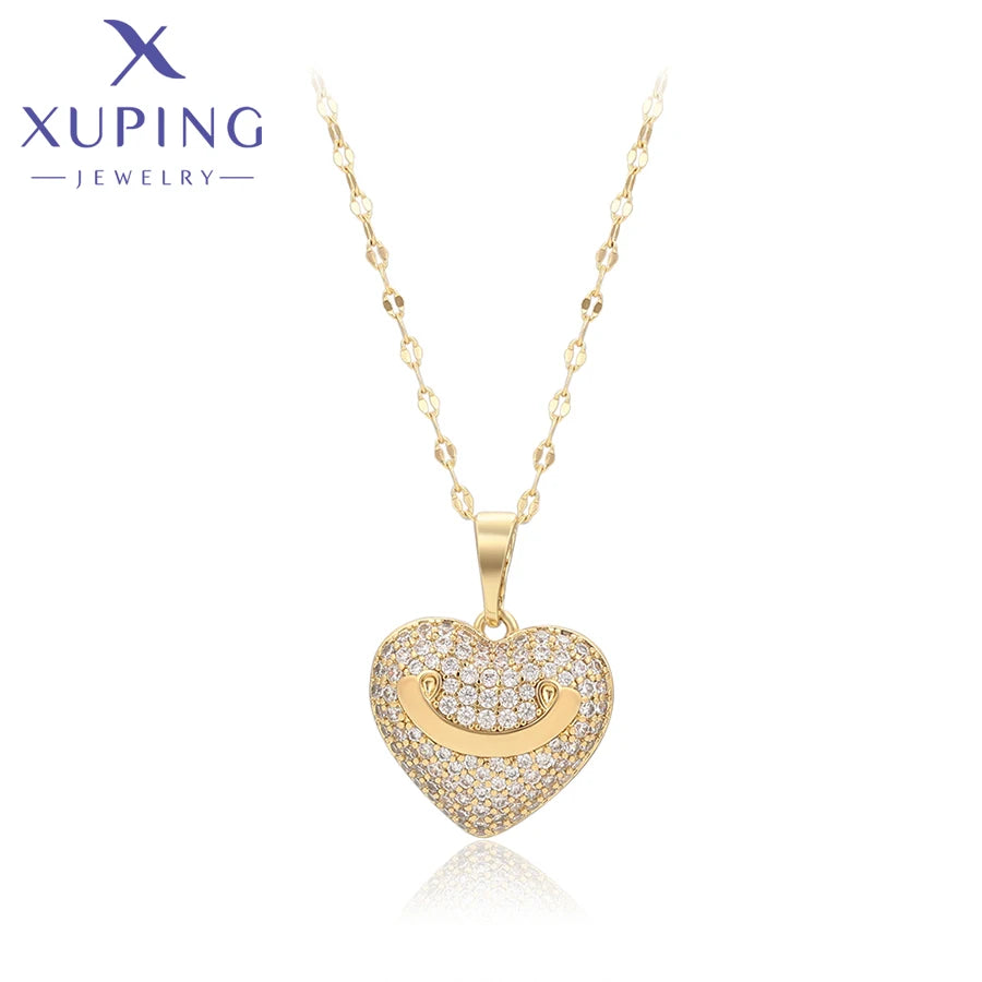 Light Gold Heart Pendant Link Necklace