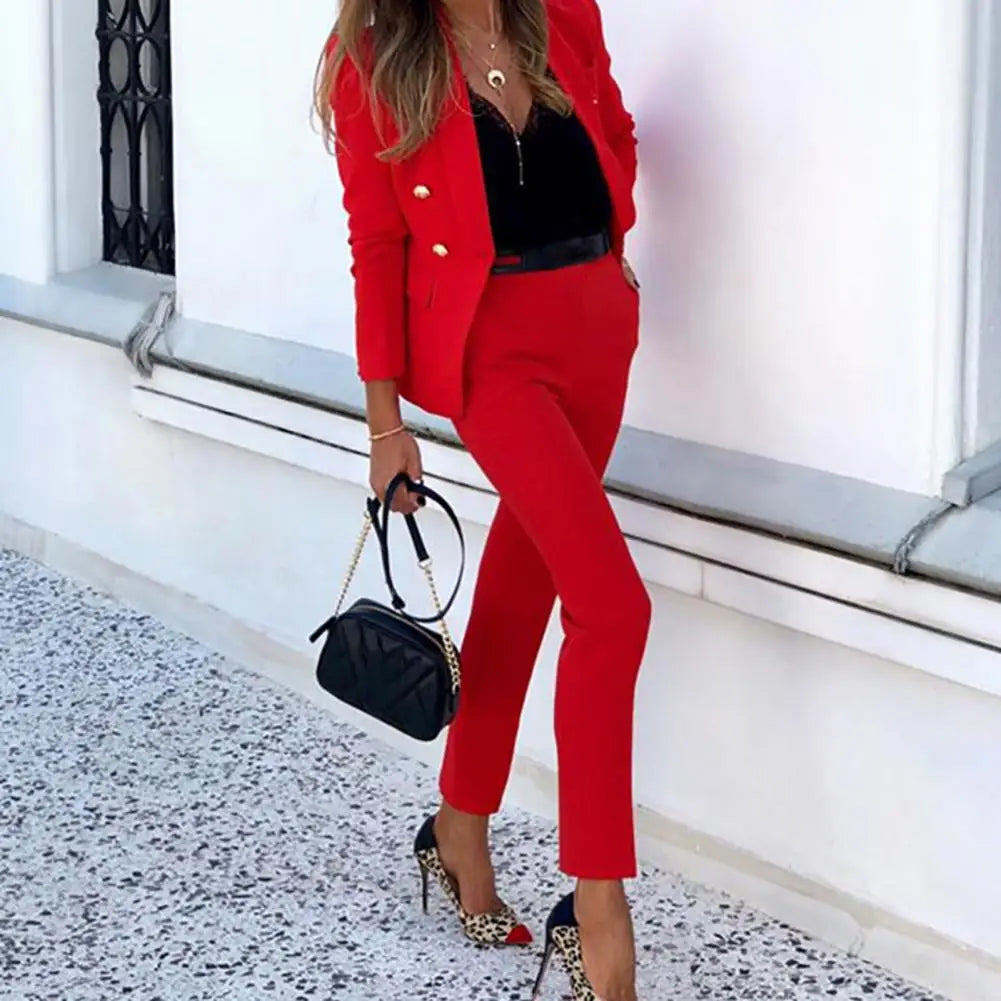 Women s Business Pant Suit Dressy Jackets High Waisted Pants Set Two Piece Formal Outfit for Work Office