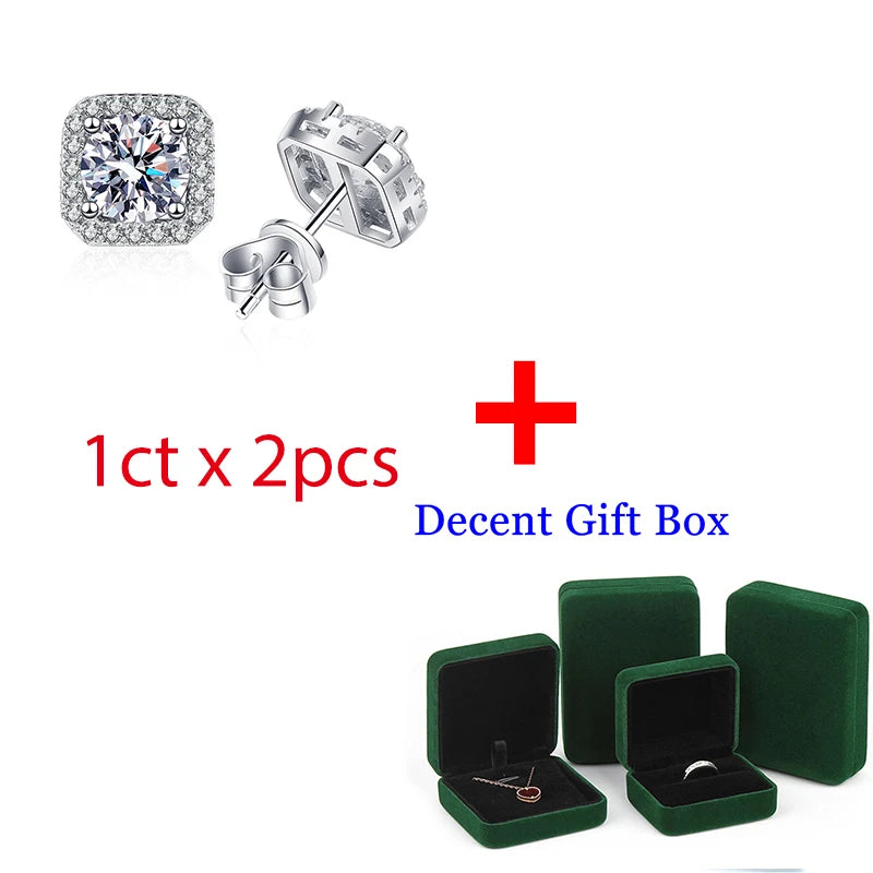 Moissanite Stud Earrings in Sterling Silver for Women