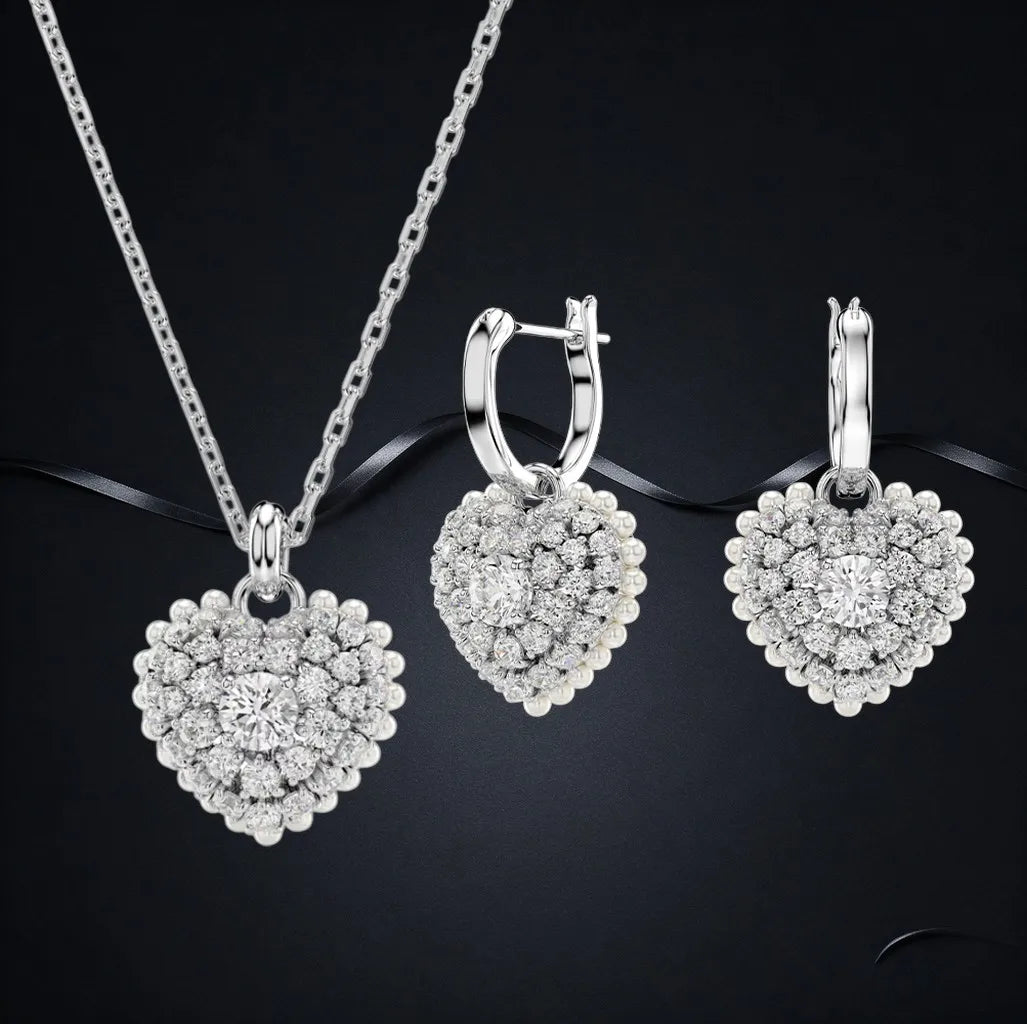 Faceted Crystal Necklace And Earrings