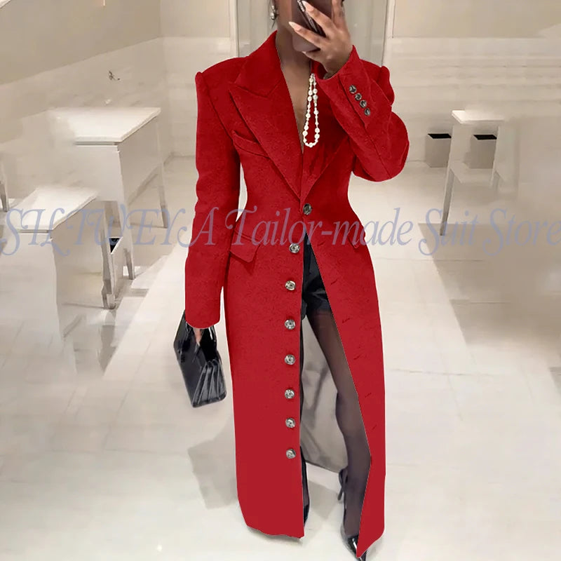 Elegant Slim Fit Blazer With Notched Collar For Women