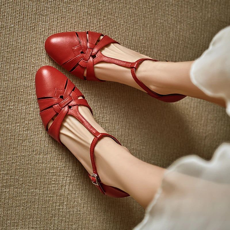 Elegant High Heel T Strap Sandals With Closed Toe for Women