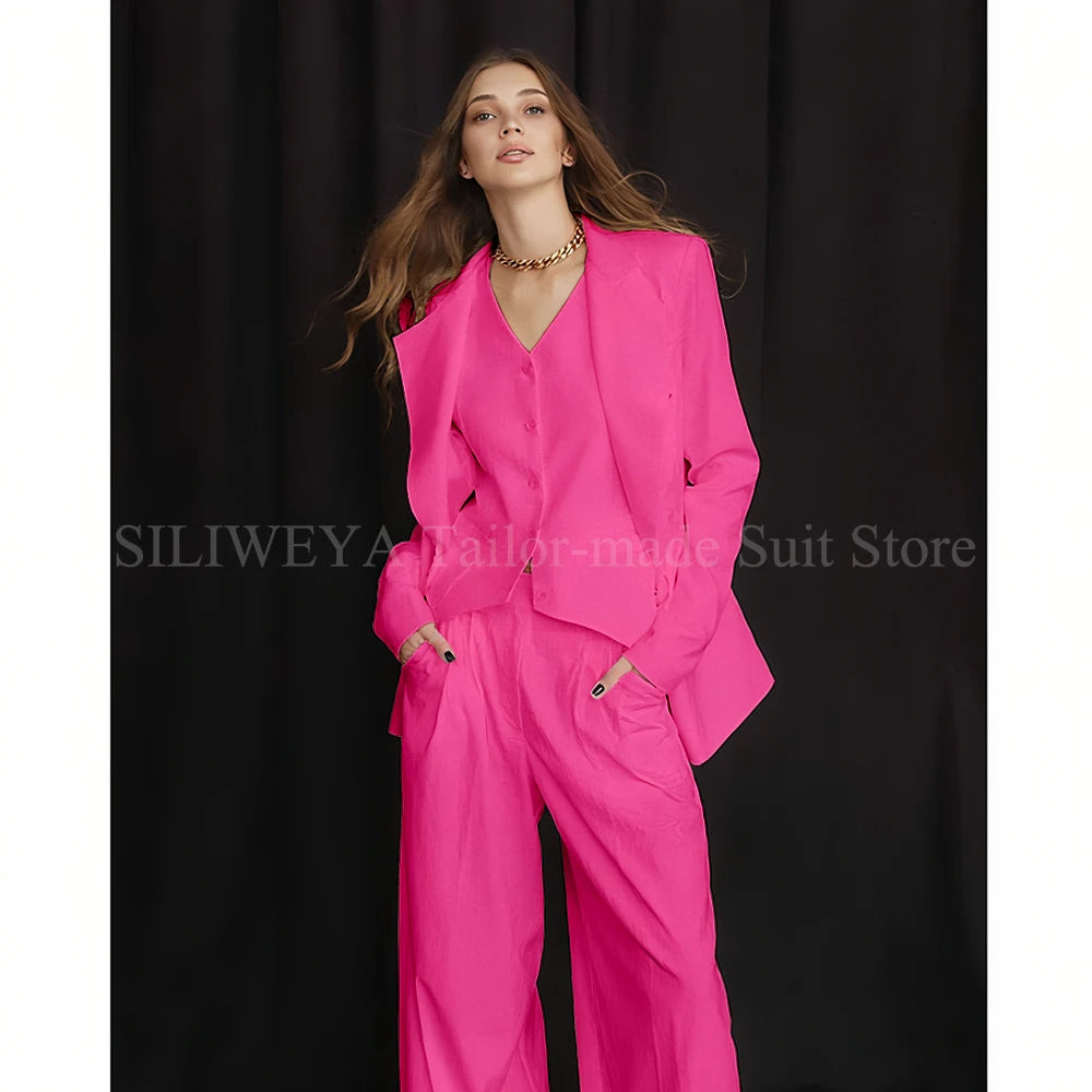 Slim Fit Single Breasted Three Piece Office Suit For Women