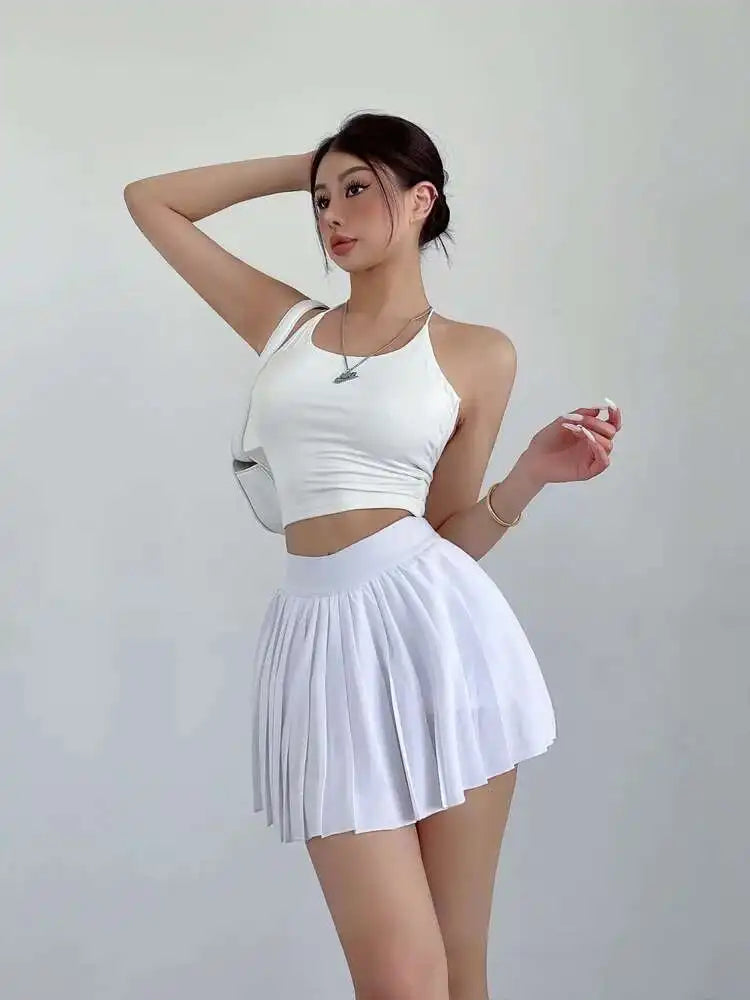 High-Waisted Pleated Mini Skirt