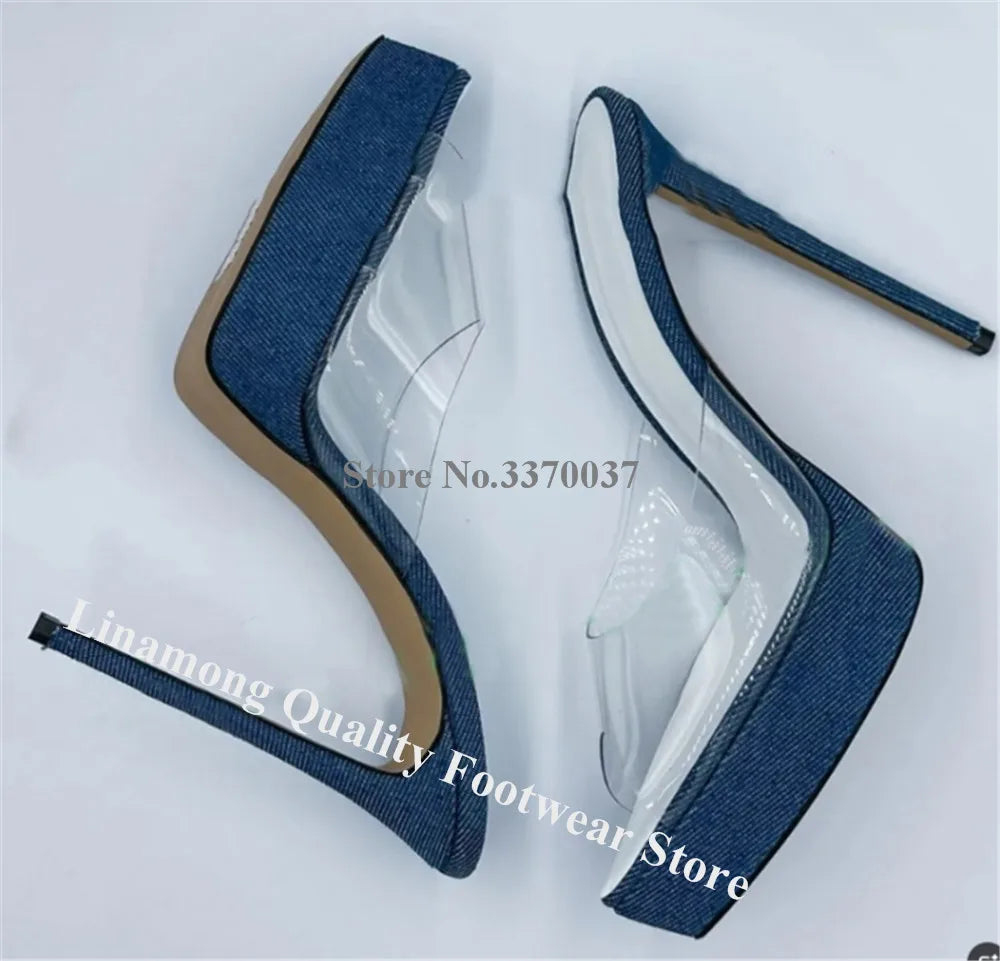 Modern Clear Patchwork Stiletto Sandals