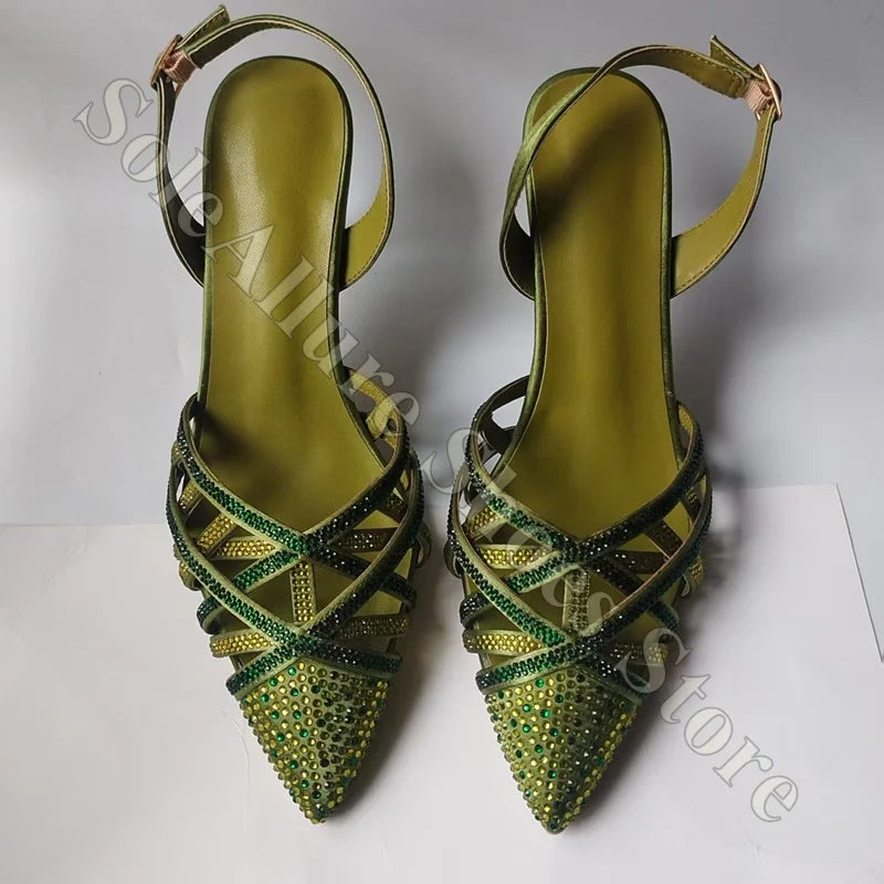 Pointed Toe Patent Leather Crisscross Straps Pumps For Women