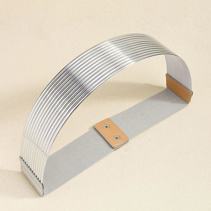 Pearl Embellished Wide Elastic Waist Belt for Women
