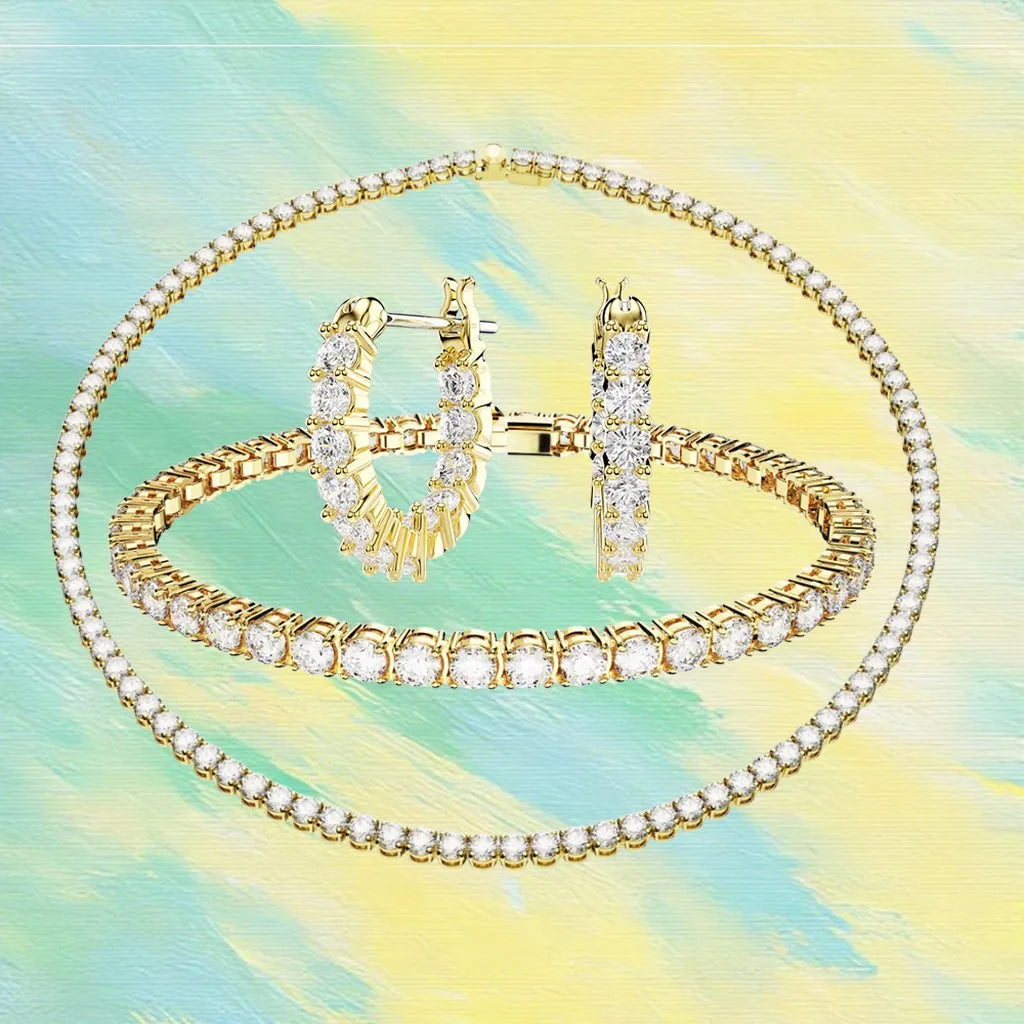 Gold Plated Sparkling Zirconia Jewelry Set for Women
