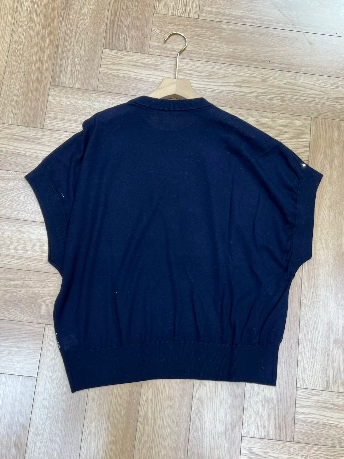 Loose Fit Sparkling Sequin Summer Knit Polo Top for Women
