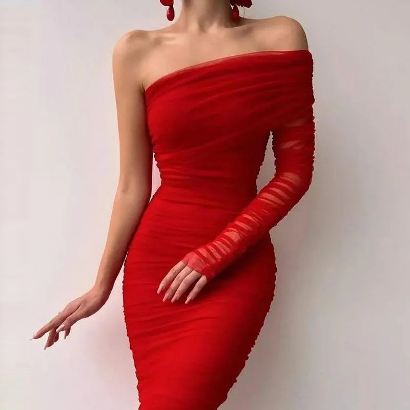 Elegant Lantern Sleeve V Neck Maxi Dress for Women
