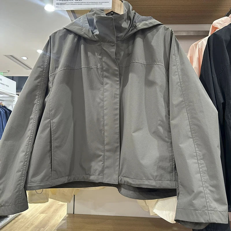 Lightweight Stand Collar Zippered Bomber Jacket For Women