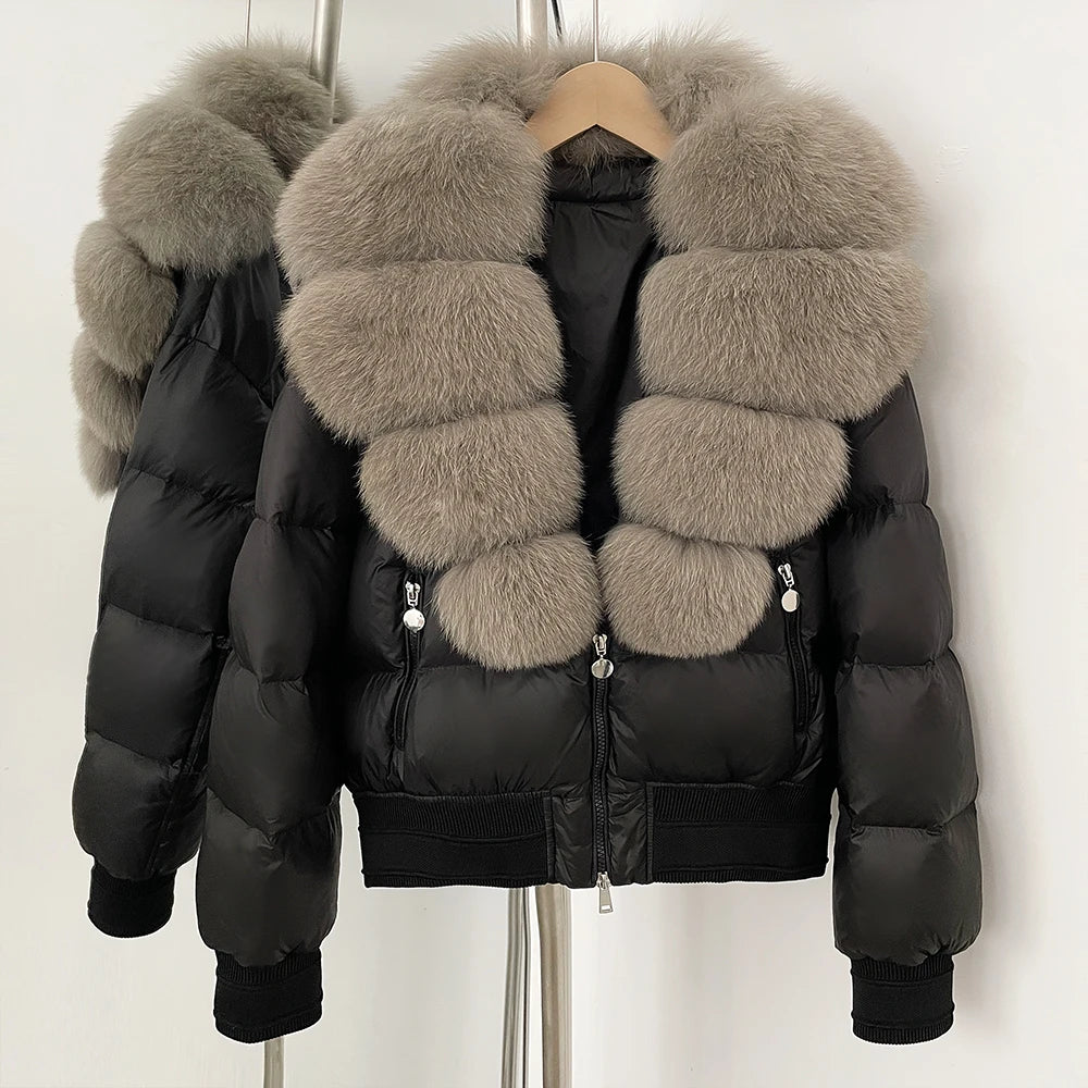 Detachable Fox Fur Collar Down Coat