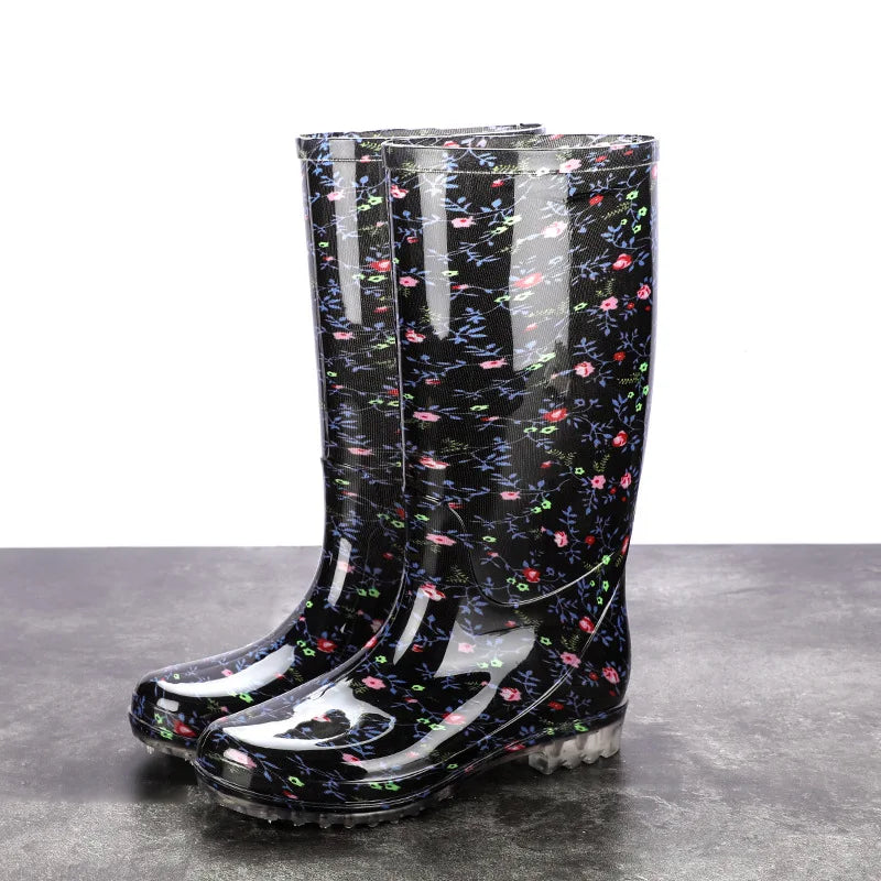 Floral Printed Anti Slip Comfortable Rain Boots For Women