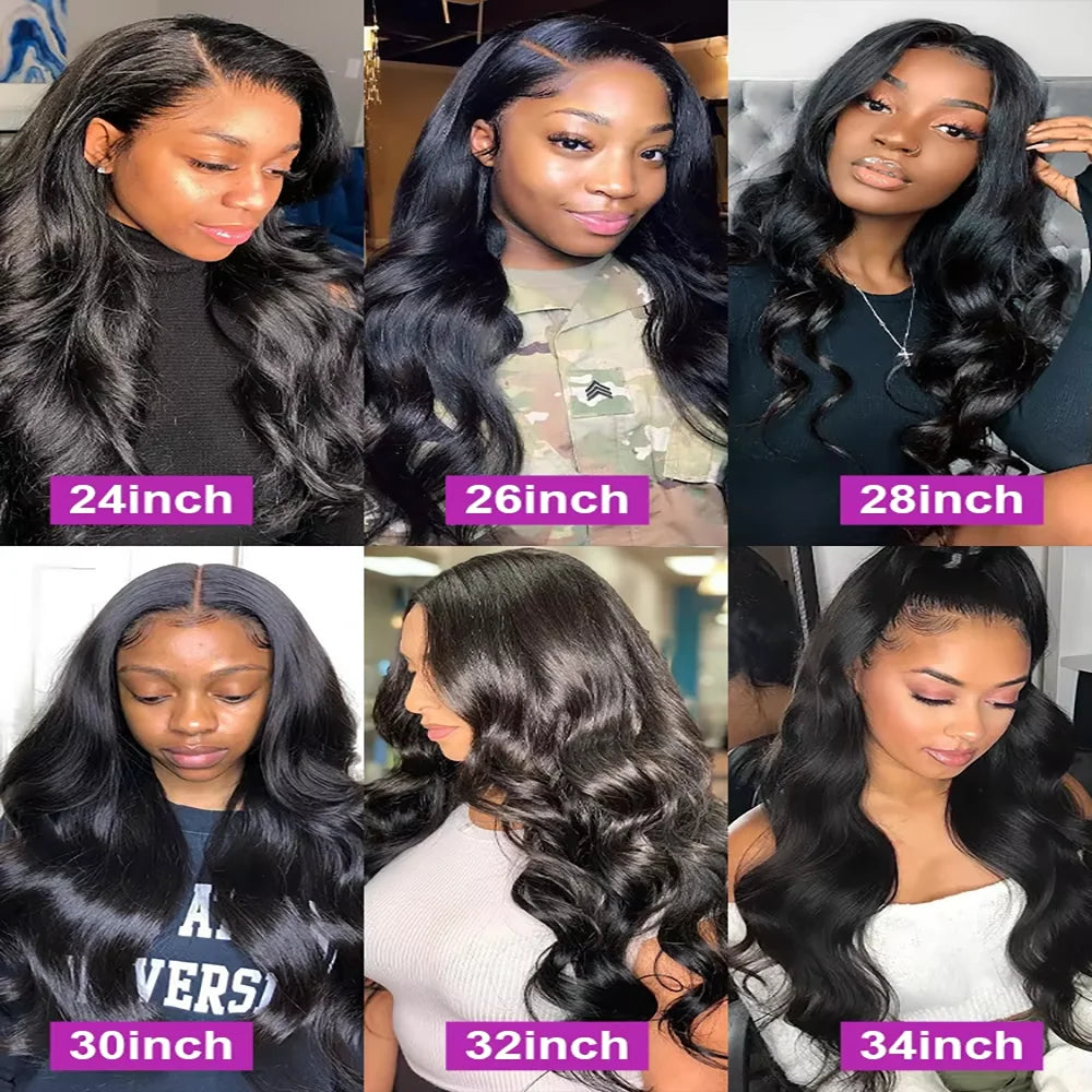 Long Body Wave High Definition Lace Frontal Wig Human Hair Pre Plucked For Women