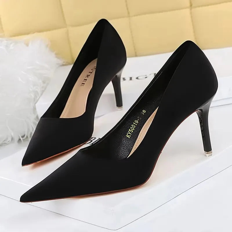 Elegant Purple Satin High Heel Stiletto Pumps for Women