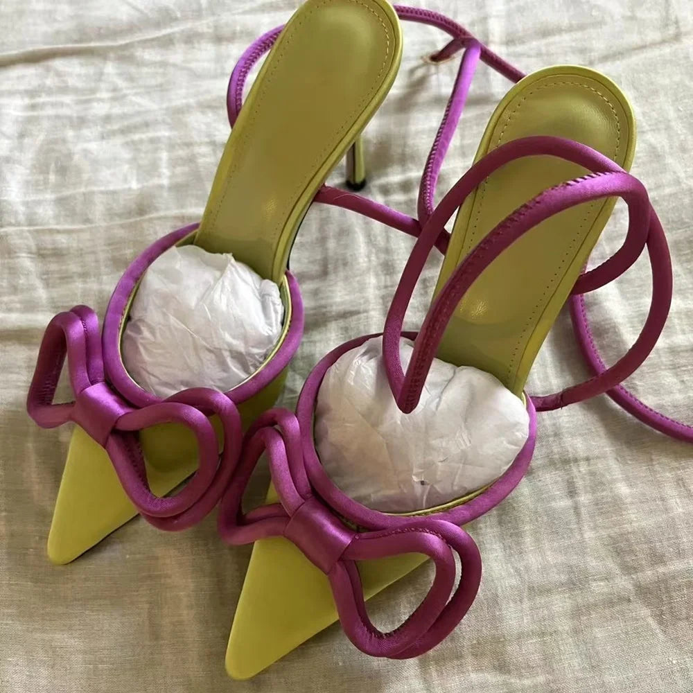 Satin Bow Slingback Stiletto Heels