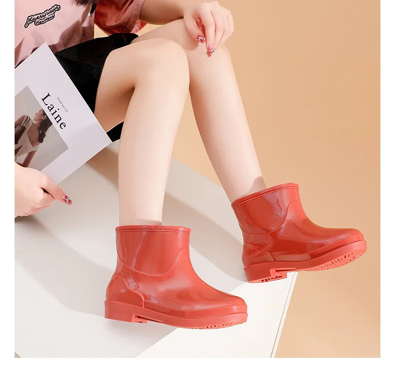 Bright Green Knee High Rain Boots With Antislip Sole for Women