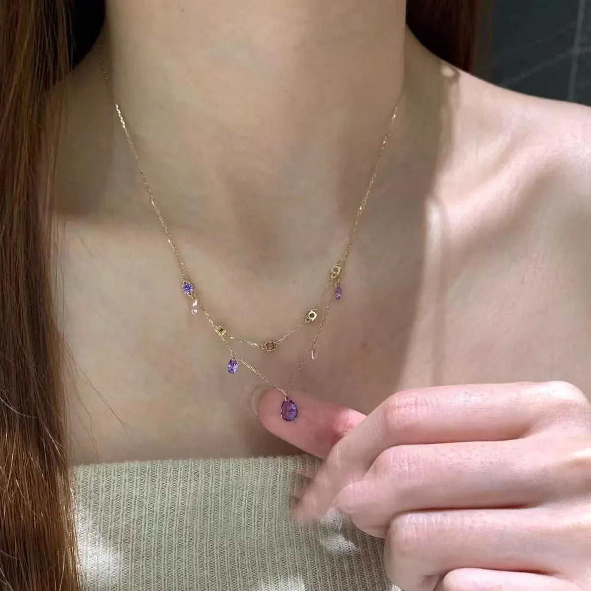 Elegant Water Drop Cubic Zirconia Pendant Necklace for Women