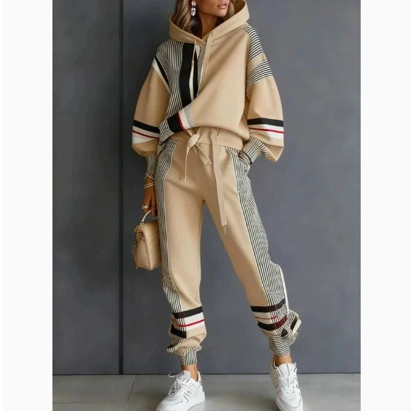Loose Fit American Stripe Two Piece Loungewear Set for Women