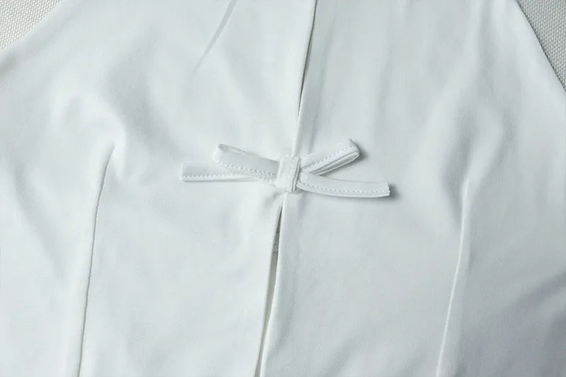 Halter Neck Bow Decoration Two Piece Set for Women