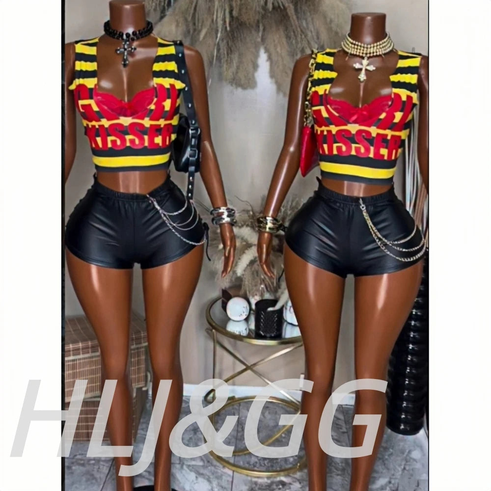 Yellow Stripe Letter Tank and Shorts Set
