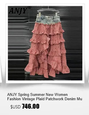 ANJY Summer New Women American Style Vintage Fashion Slim Fit Denim Short Jacket Stand Collar Puff Sleeve Washed Ins Coat A24293