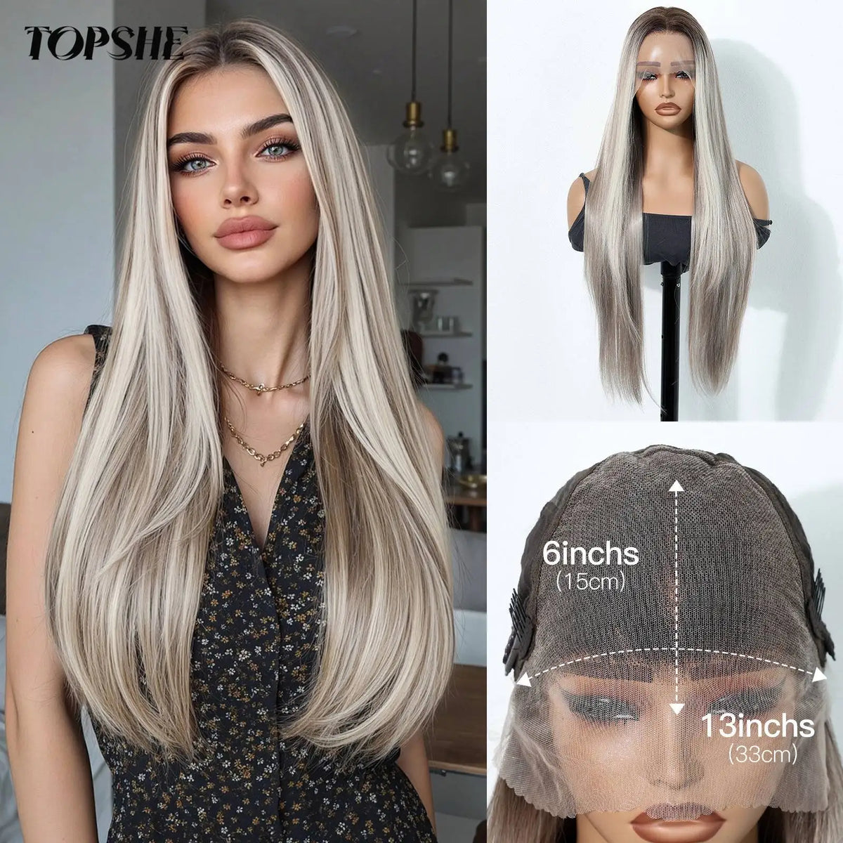 Long Silver Grey Lace Front Wig With Realistic Pre Plucked Hairline for Women