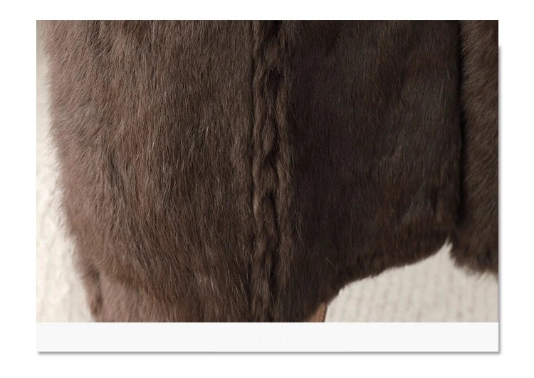 JT459 Whole Skin Rabbit Fur Warm Coat Female Sheep Curly Hair Collar Winter Young Mid-length Jacket