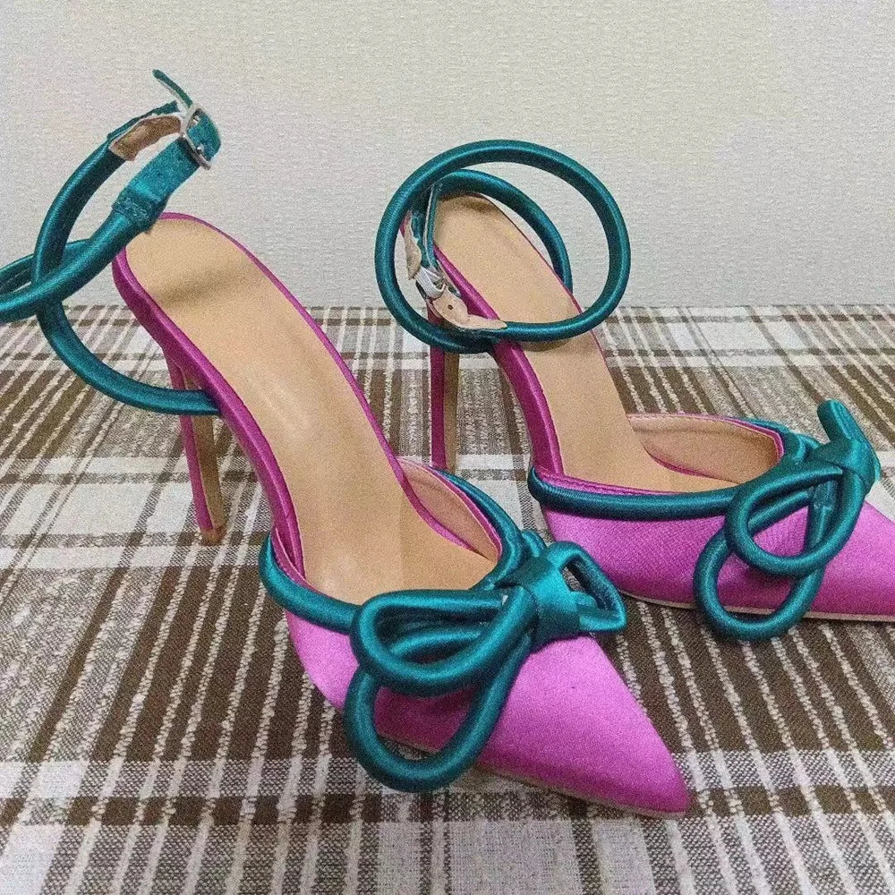 Satin Bow Slingback Stiletto Heels