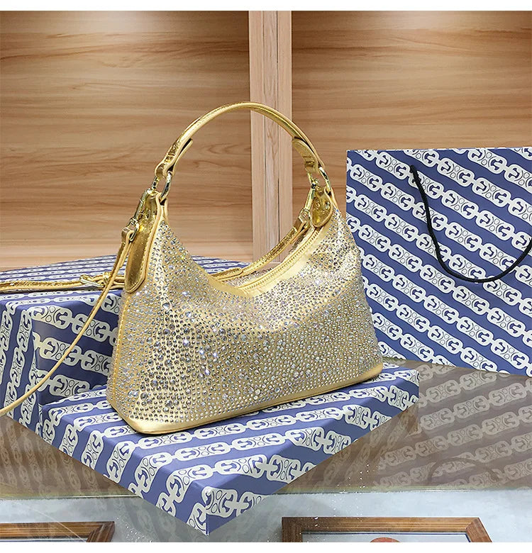 Large Capacity Rhinestone Evening Handbag for Women