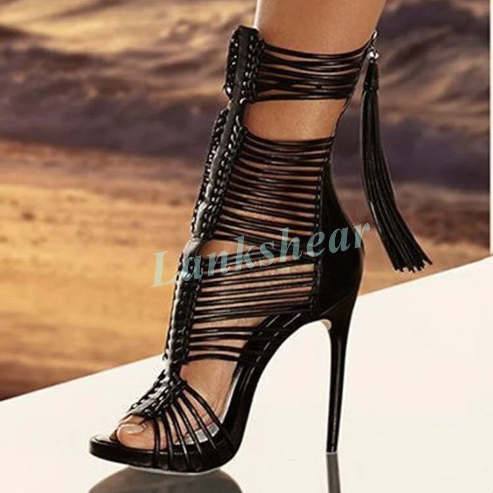 Crisscross Straps Knee High Gladiator Platform Sandals for Women