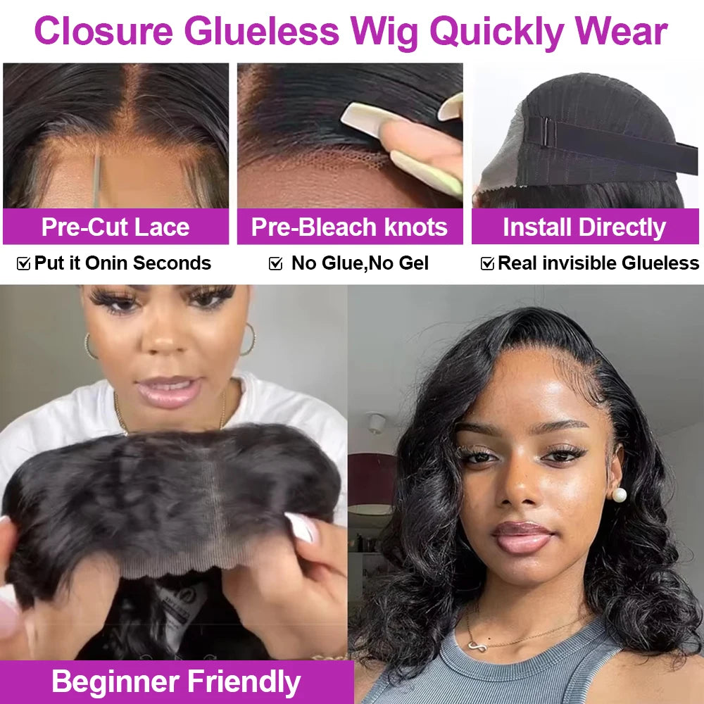 High-Density Body Wave Bob Wig (10–16 Inch Options)